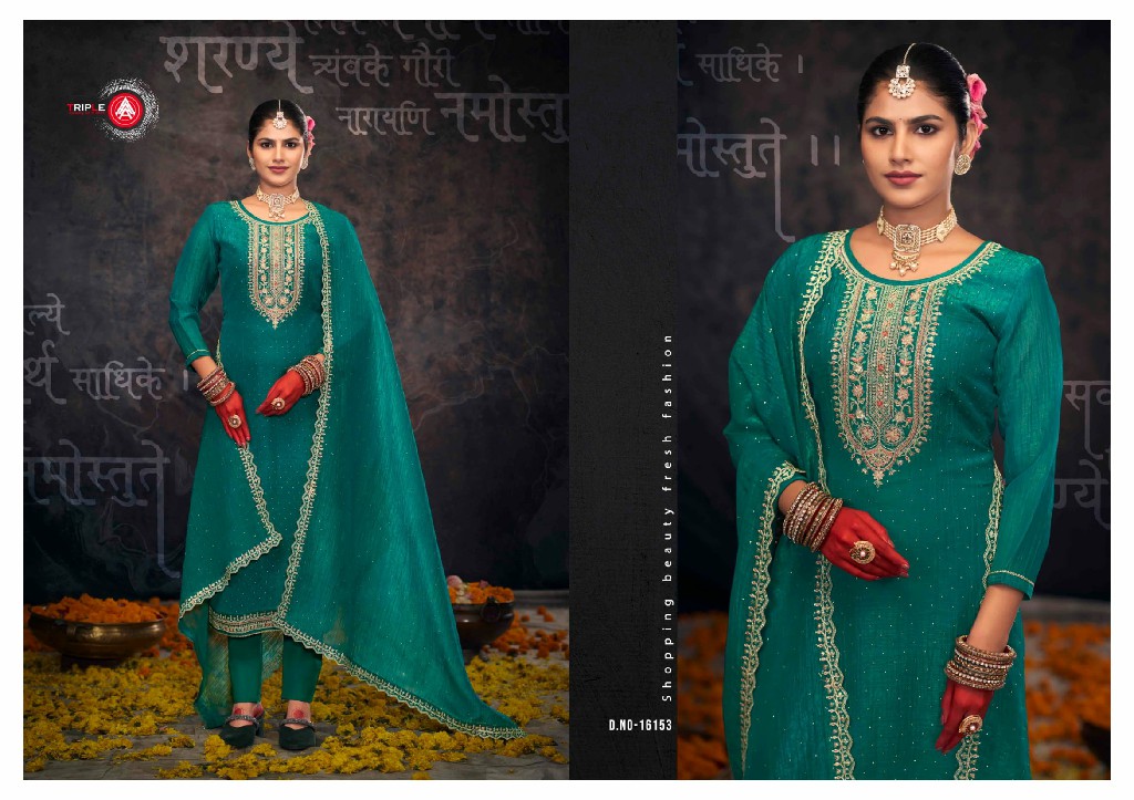 Triple AAA Gulabi Vol-2 Wholesale Crunchi Silk With Cording Work Dress Material