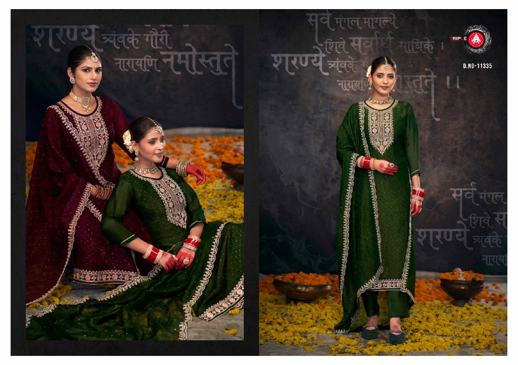 Triple AAA Gulabi Vol-2 Wholesale Crunchi Silk With Cording Work Dress Material