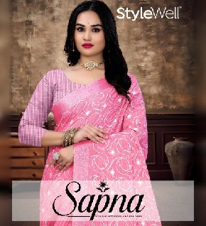 Stylewell Sapna Wholesale Linen Cotton Jari Work Ethnic Sarees