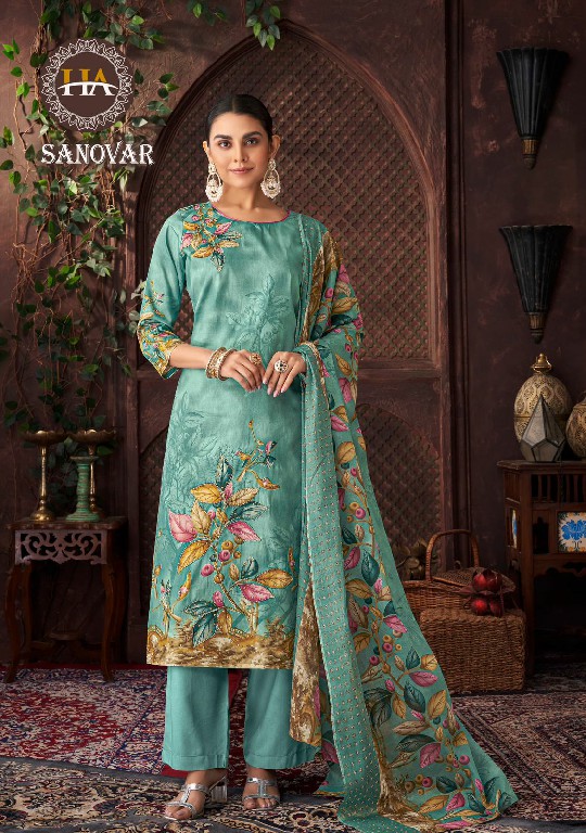 Harshit Sanovar Wholesale Pure Zam Cotton With Hand Work Dress Material