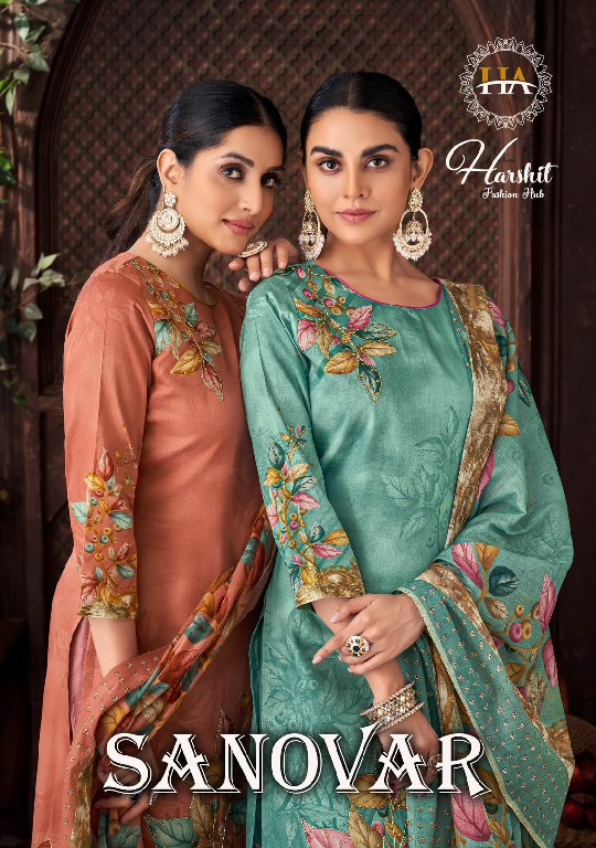 Harshit Sanovar Wholesale Pure Zam Cotton With Hand Work Dress Material