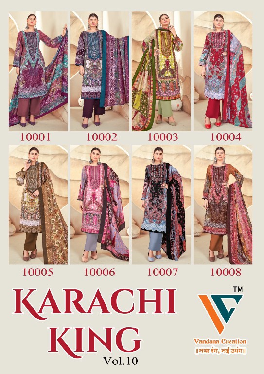 Vandana Karachi King Vol-10 Wholesale Cotton Printed Dress Material