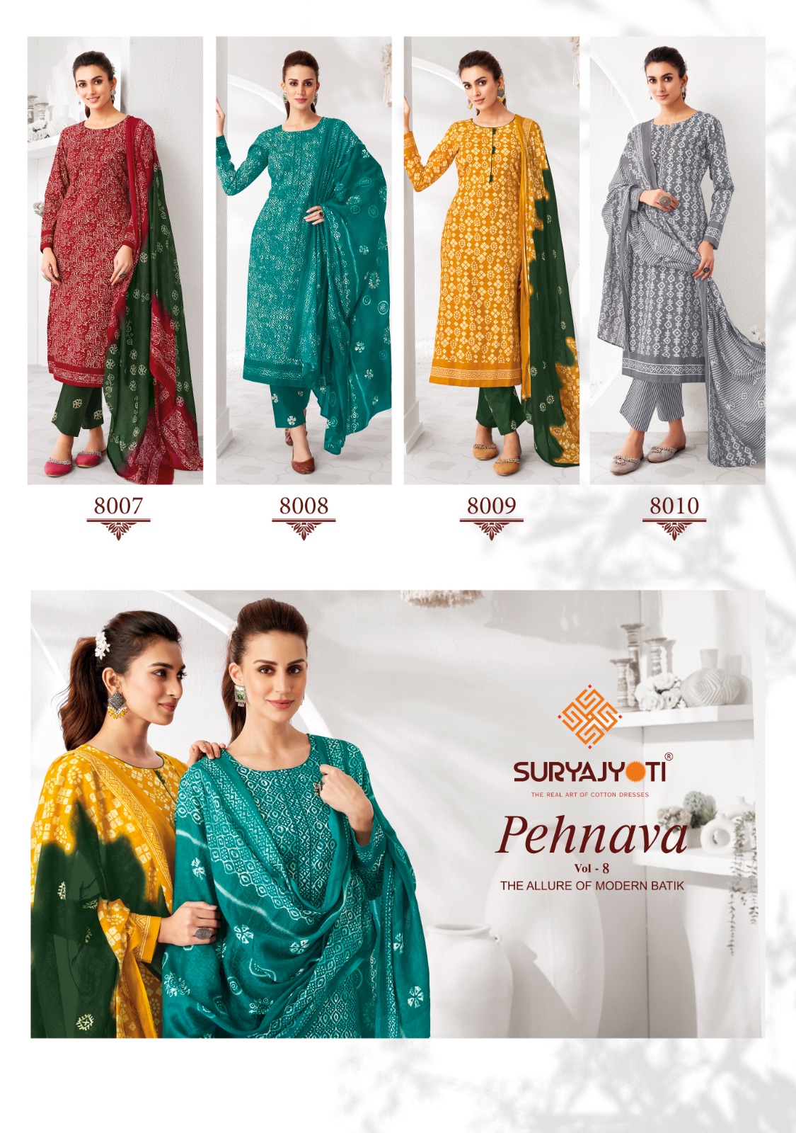 Suryajyoti Pehnava Vol-8 Wholesale Readymade Cotton Suits