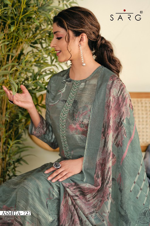 sarg presents asmita muslin silk popular design unstitch ladies suit