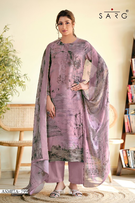 sarg presents asmita muslin silk popular design unstitch ladies suit