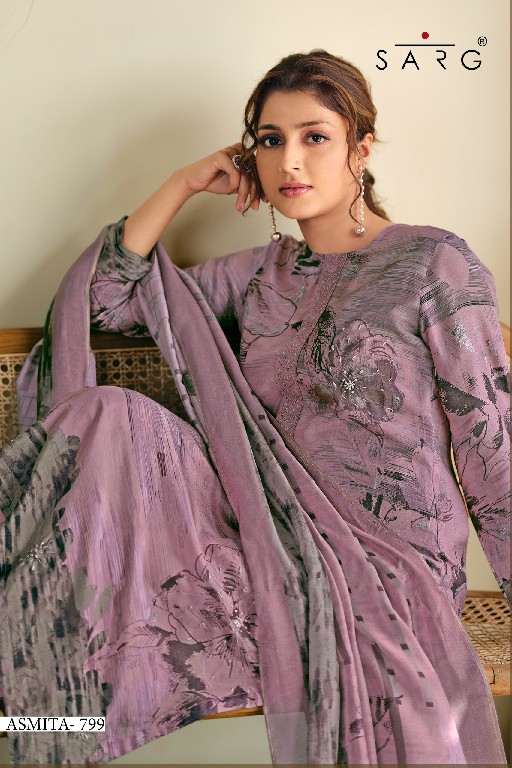 sarg presents asmita muslin silk popular design unstitch ladies suit