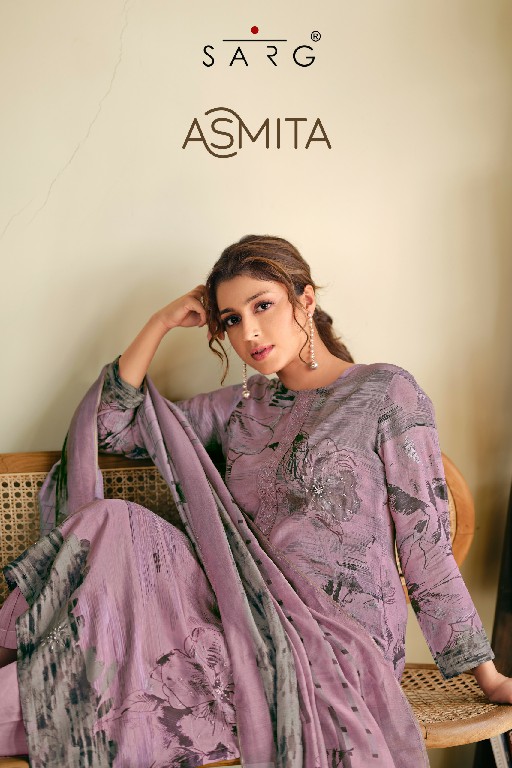 sarg presents asmita muslin silk popular design unstitch ladies suit