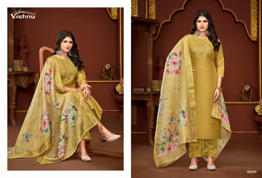 vishnu launch alfaaz vol 2 simmer silk attractive look dress material online