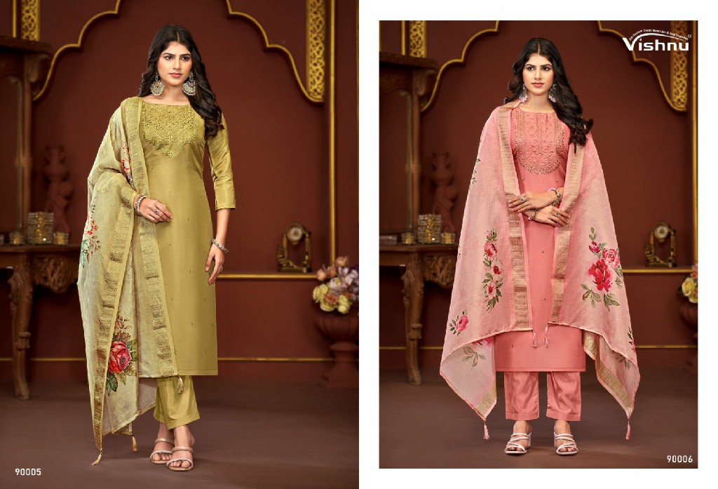 vishnu launch alfaaz vol 2 simmer silk attractive look dress material online