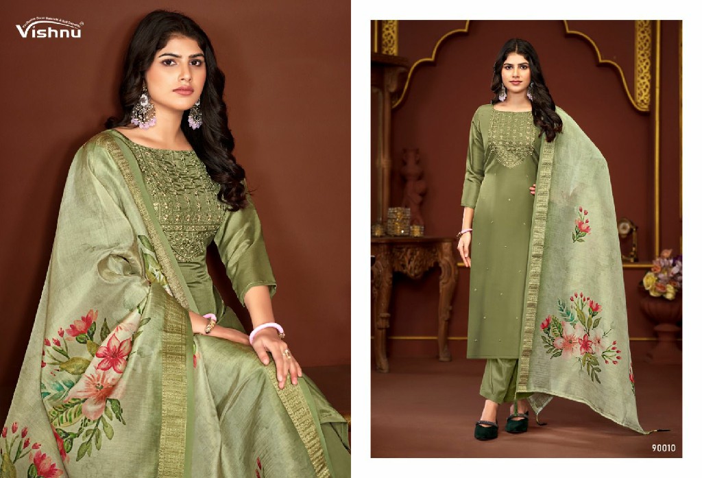 vishnu launch alfaaz vol 2 simmer silk attractive look dress material online