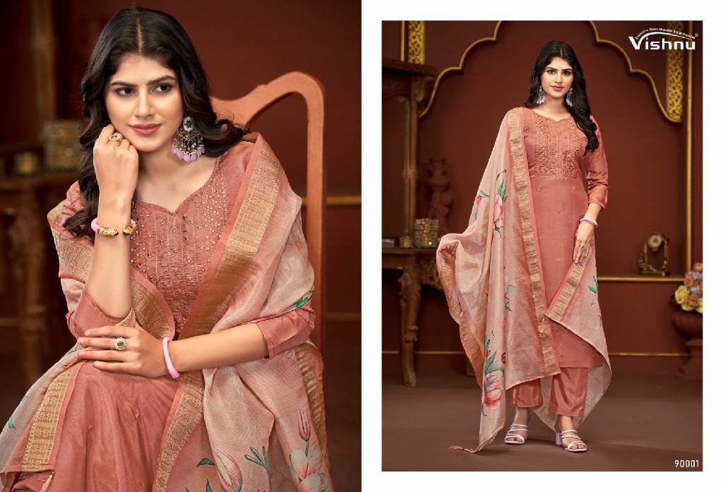 vishnu launch alfaaz vol 2 simmer silk attractive look dress material online