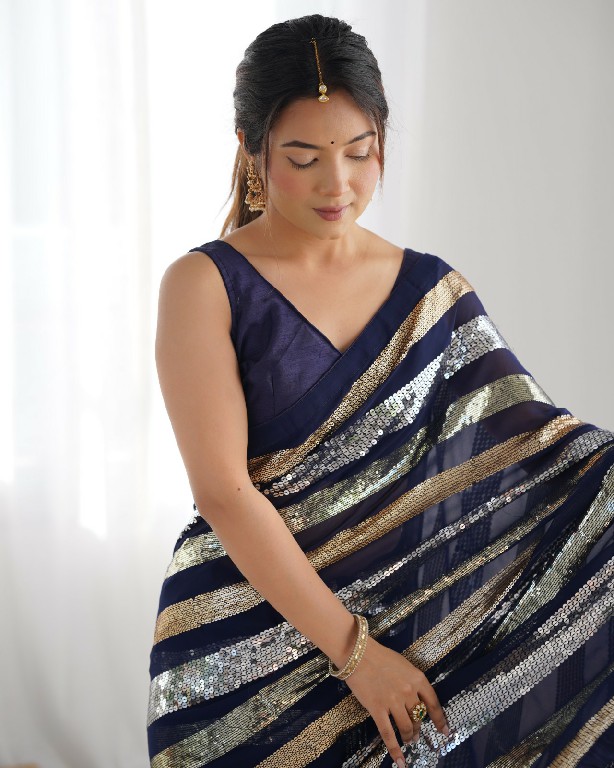Fashion Berry Ravina Wholesale Georgette With Banglory Blouse Sarees