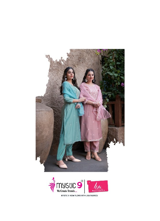 Mystic 9 Flora Vol-2 Wholesale Viscose Vertical Straight Cut Kurtis With Pant And Dupatta