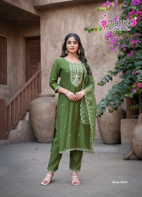 Mystic 9 Flora Vol-2 Wholesale Viscose Vertical Straight Cut Kurtis With Pant And Dupatta