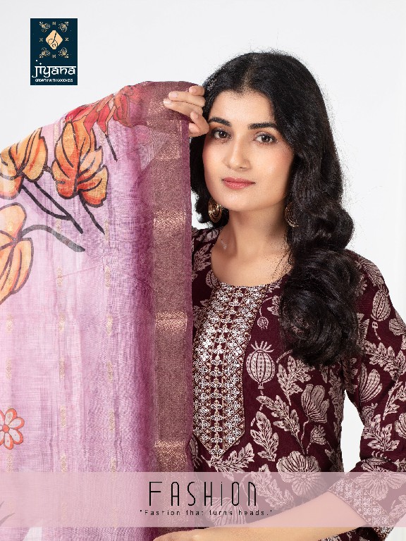 Jiyana Karina Vol-2 Wholesale Vertican Foil Print Top With Pant And Dupatta