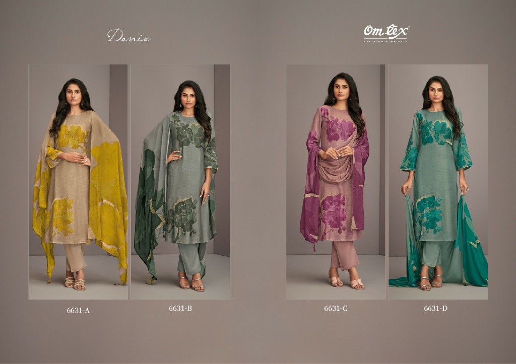 Omtex Dania Wholesale Nida Silk With Embroidery Salwar Suits