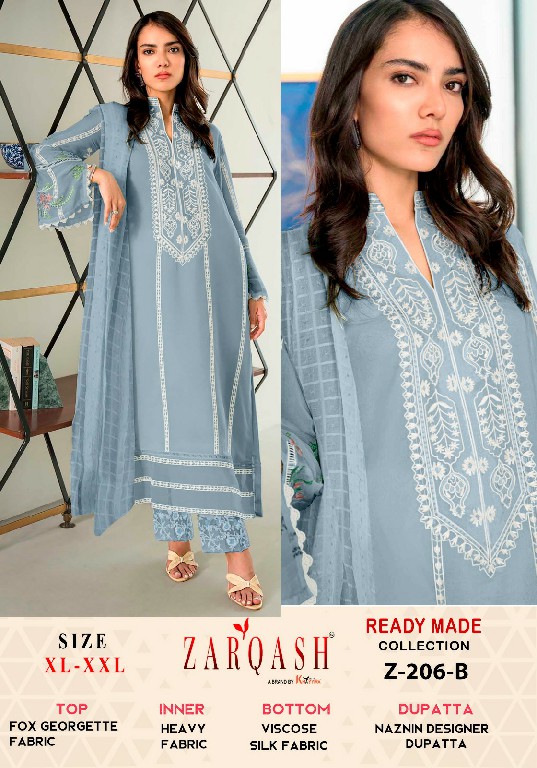 Zarqash Z-206 Wholesale Readymade Indian Pakistani Concept Suits