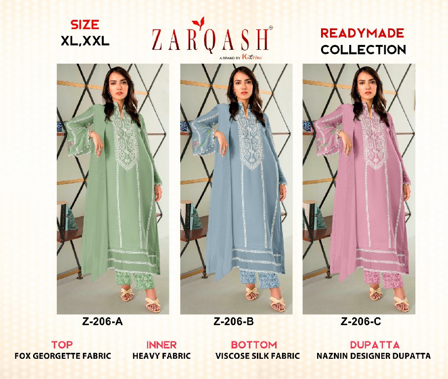 Zarqash Z-206 Wholesale Readymade Indian Pakistani Concept Suits