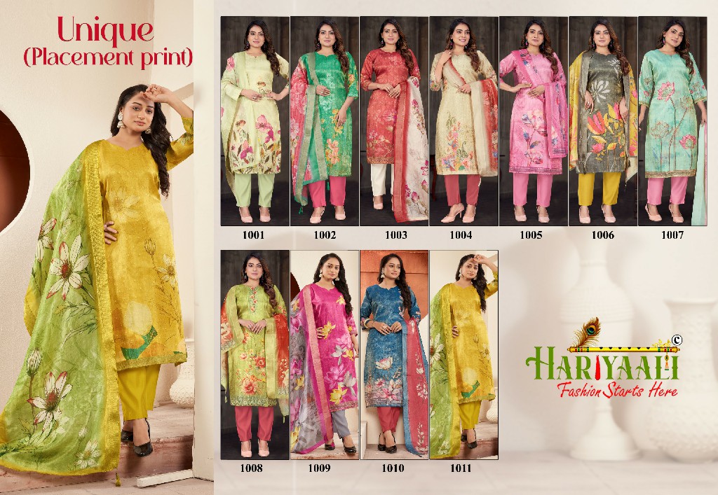 Hariyaali Unique Placement Print Wholesale 3 Piece Concept Suits Combo