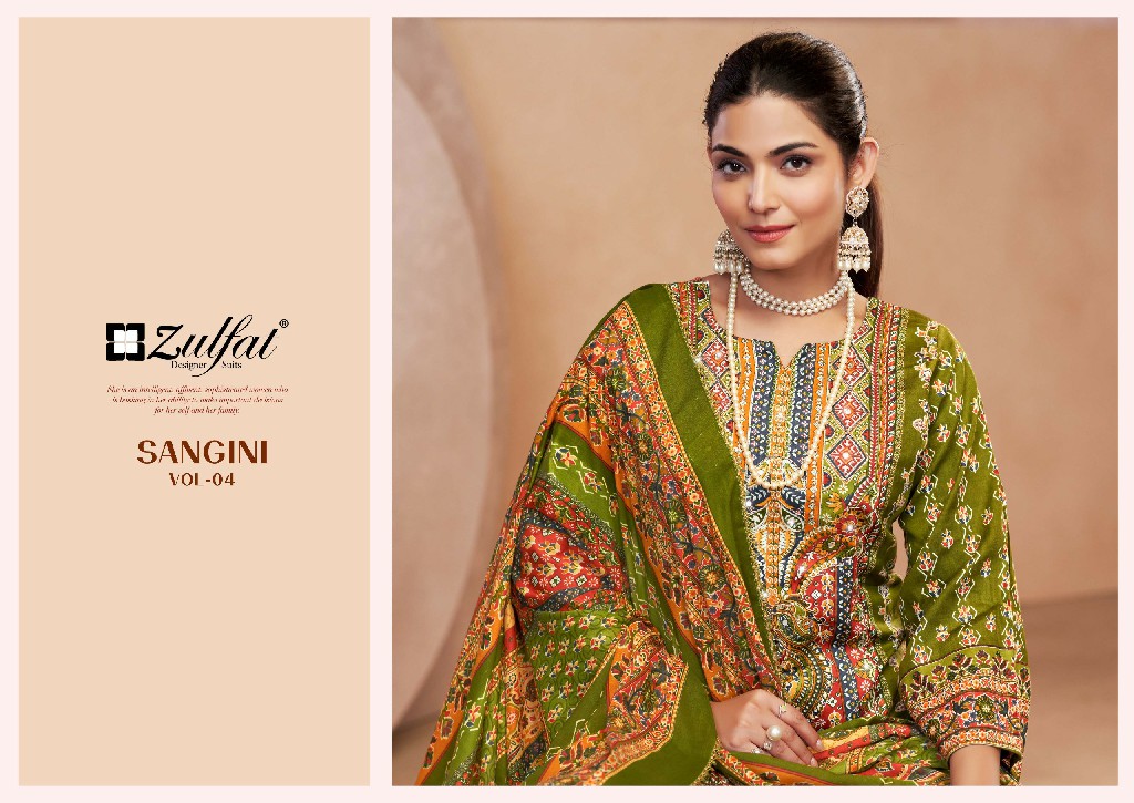 Zulfat Sangini Vol-4 Wholesale Pure Jam Cotton With Work Dress Material