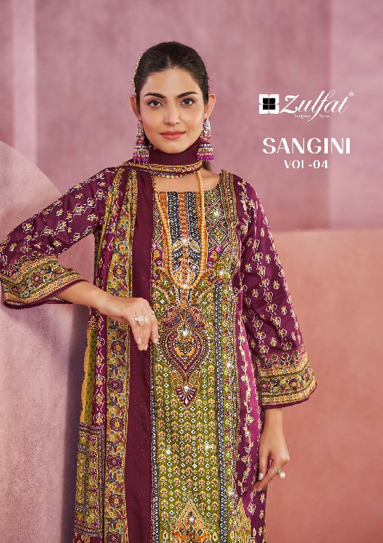Zulfat Sangini Vol-4 Wholesale Pure Jam Cotton With Work Dress Material