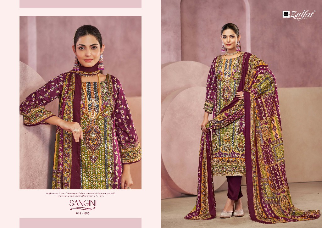 Zulfat Sangini Vol-4 Wholesale Pure Jam Cotton With Work Dress Material