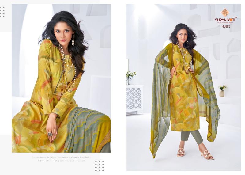 suryajyoti naishaa vol 45 jam satin print daily wear 3pcs dress online