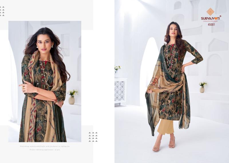 suryajyoti naishaa vol 45 jam satin print daily wear 3pcs dress online