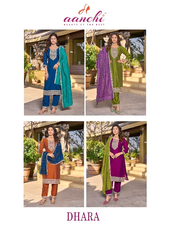 dhara by aanchi vichitra silk readymade classic 3pcs dress for womens