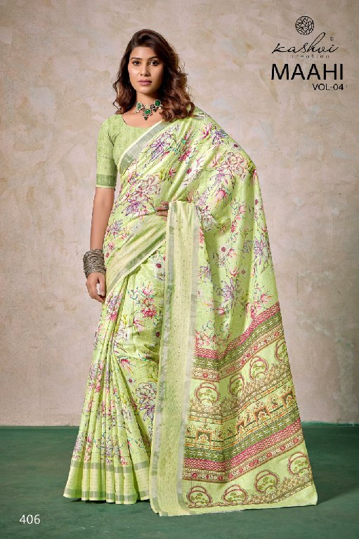 Kashvi Maahi Vol-4 Wholesale Linen Weaving Sequence Border Sarees