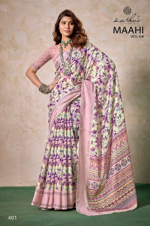 Kashvi Maahi Vol-4 Wholesale Linen Weaving Sequence Border Sarees