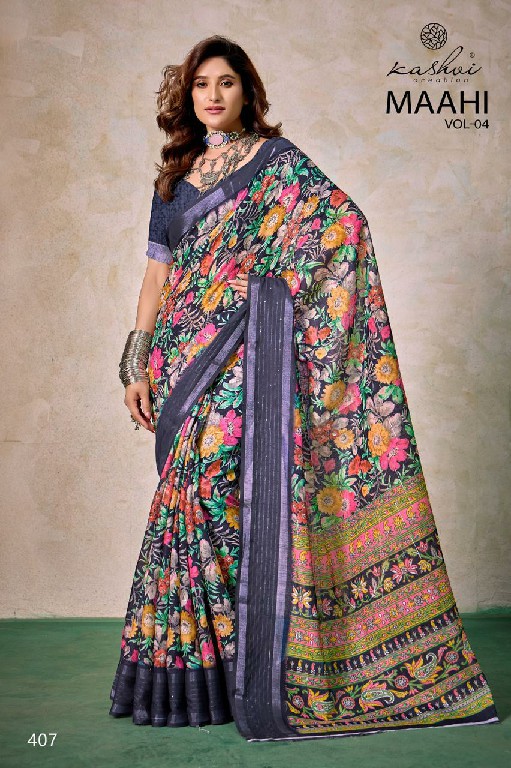 Kashvi Maahi Vol-4 Wholesale Linen Weaving Sequence Border Sarees