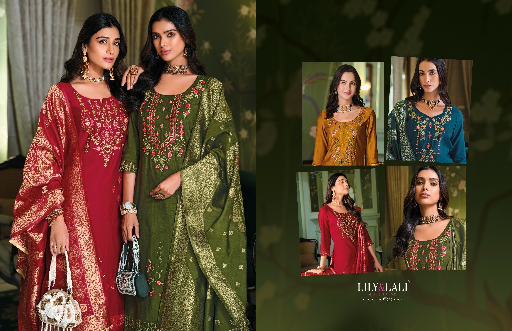 Lily And Lali Hasmeena Vol-5 Wholesale Hand Work On Viscose Kurti With Pant And Dupatta