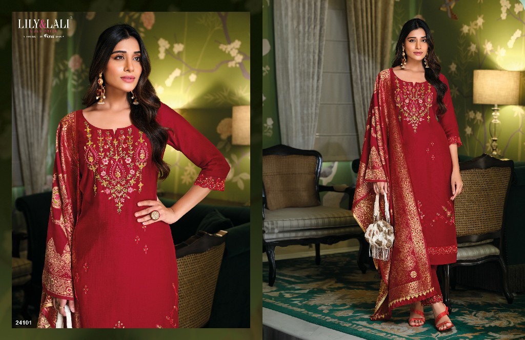 Lily And Lali Hasmeena Vol-5 Wholesale Hand Work On Viscose Kurti With Pant And Dupatta