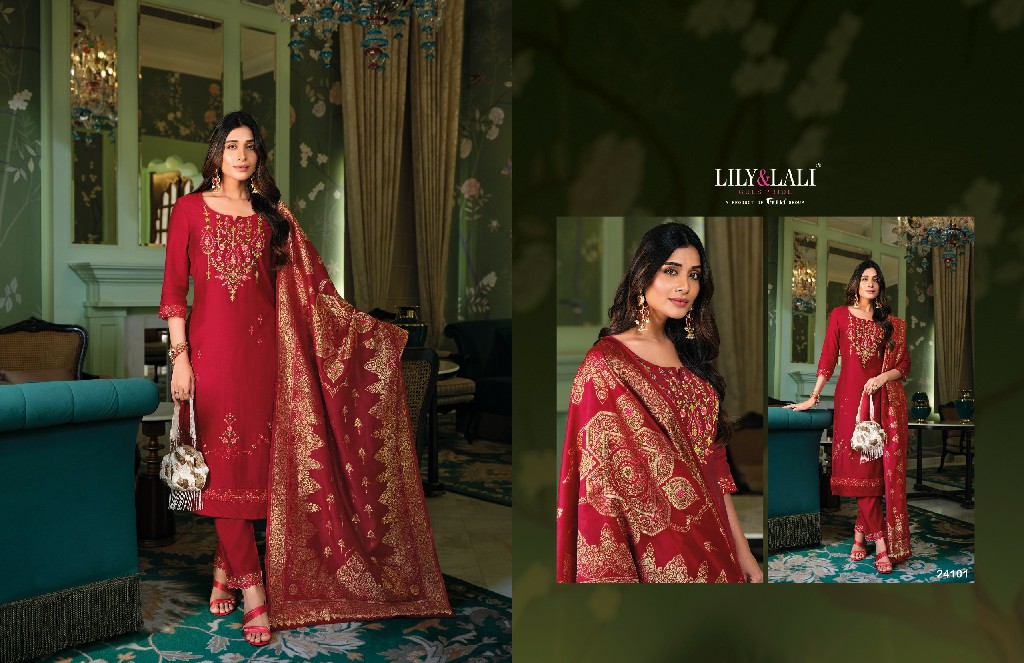 Lily And Lali Hasmeena Vol-5 Wholesale Hand Work On Viscose Kurti With Pant And Dupatta