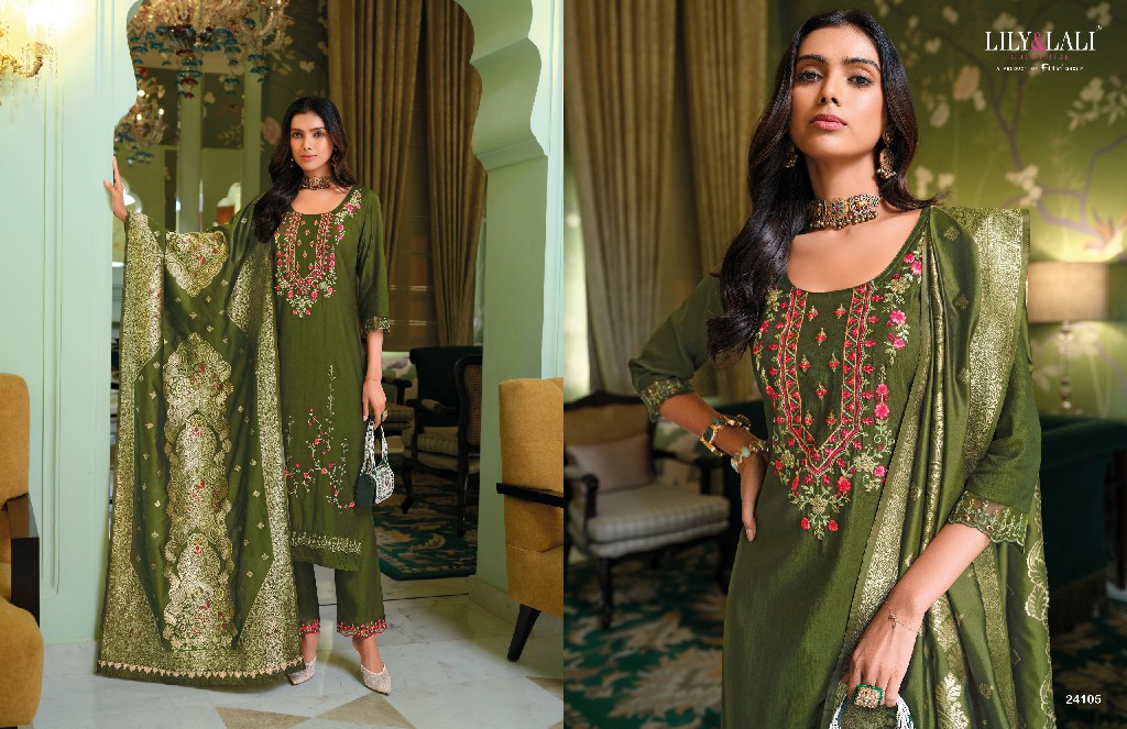 Lily And Lali Hasmeena Vol-5 Wholesale Hand Work On Viscose Kurti With Pant And Dupatta