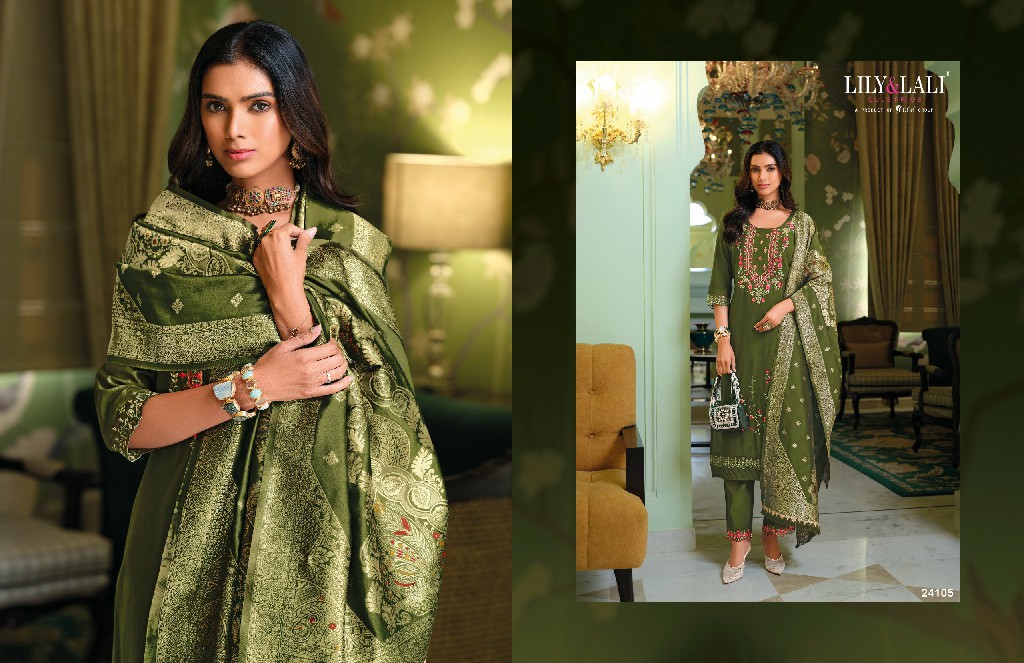 Lily And Lali Hasmeena Vol-5 Wholesale Hand Work On Viscose Kurti With Pant And Dupatta