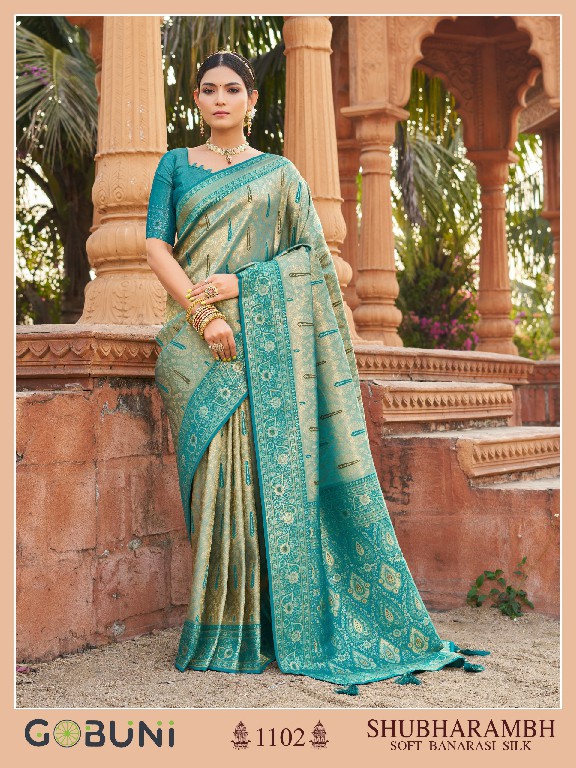 gobuni launch shubharambh 1101-1106 banarasi silk best sarees online