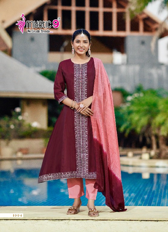 Mystic 9 Mahek Vol-1 Wholesale Straight Cut Kurti With Bottom And Dupatta