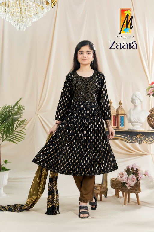 zaara by master rayon fully stitch embroidery work kids wear 3pcs dress