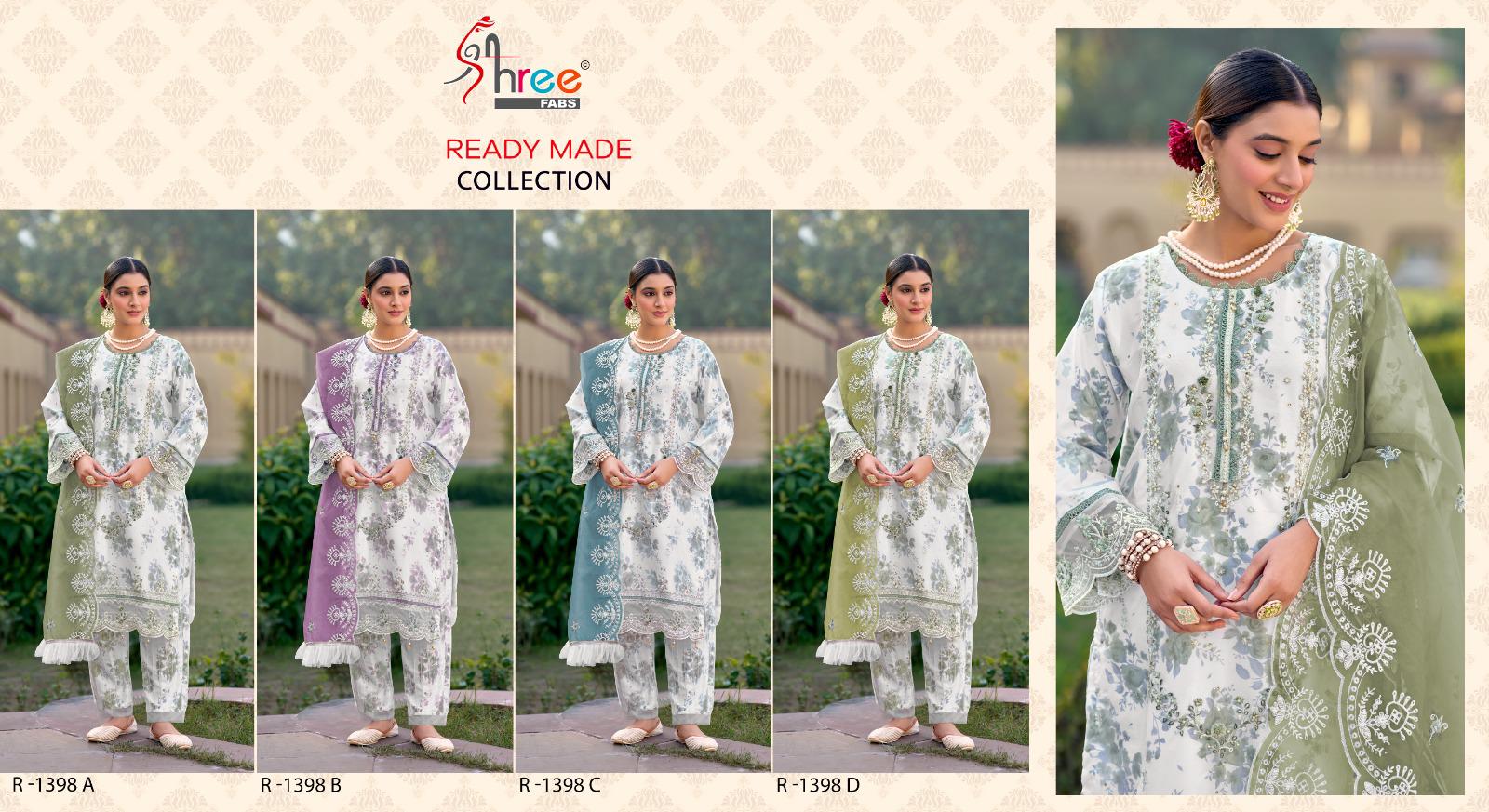 Shree Fabs R-1398 Wholesale Readymade Indian Pakistani Concept Suits