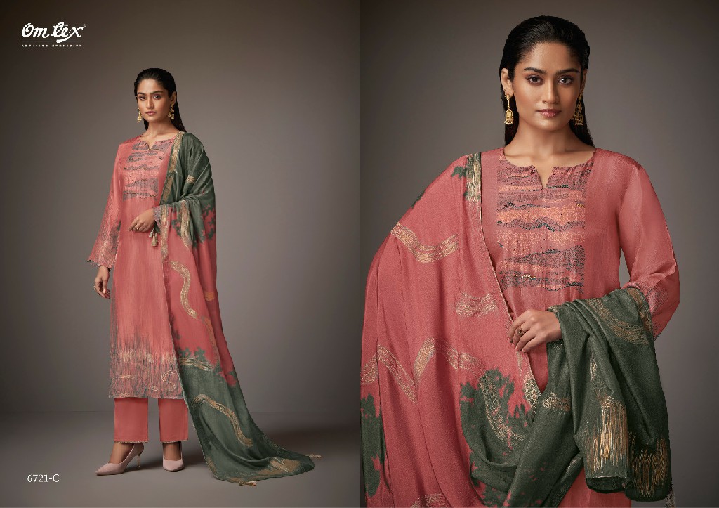 Omtex Sana Wholesale Silk Jacquard With Hand Work Salwar Suits
