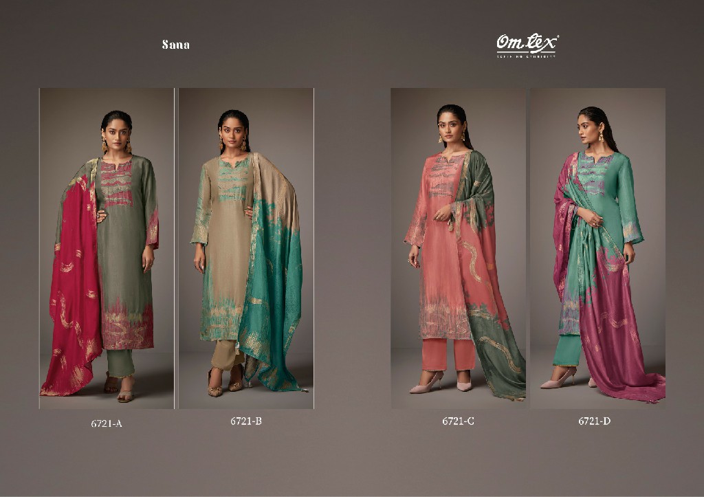 Omtex Sana Wholesale Silk Jacquard With Hand Work Salwar Suits