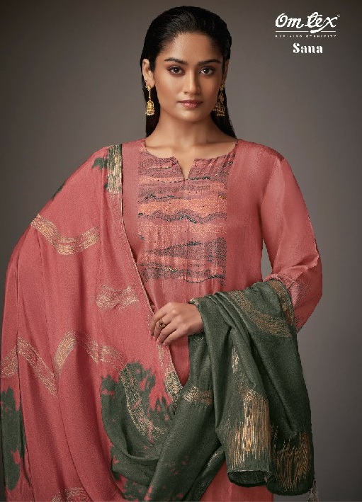 Omtex Sana Wholesale Silk Jacquard With Hand Work Salwar Suits