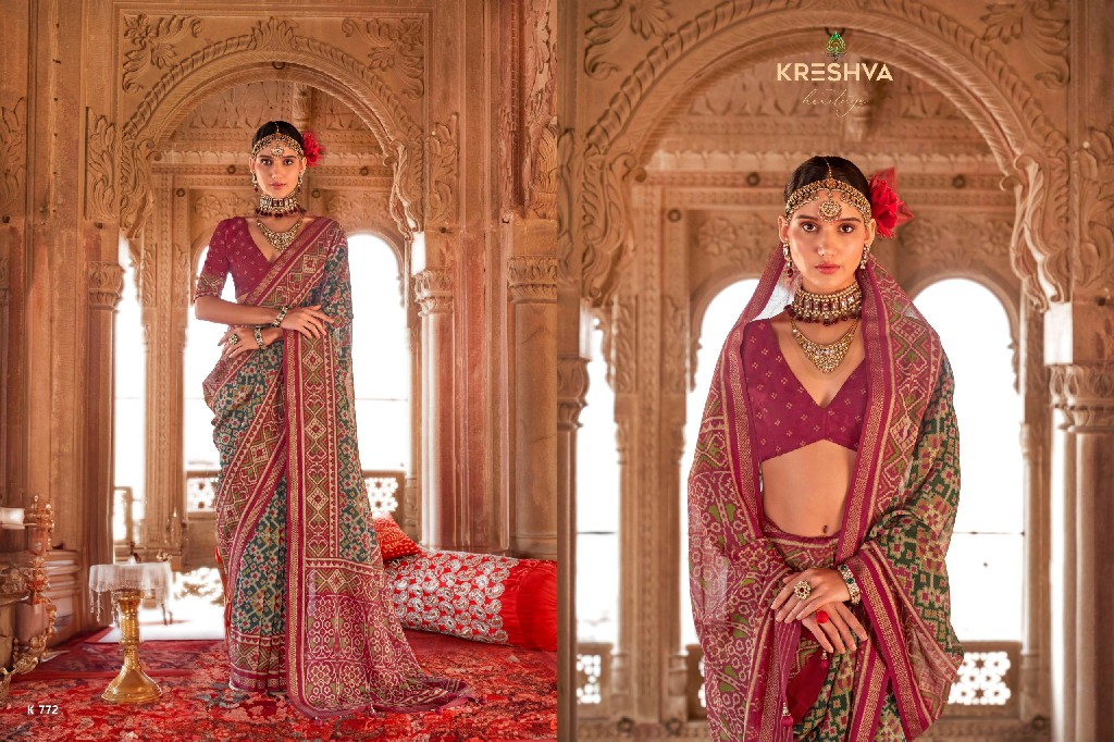 Kreshva Rang Vatika Wholesale Two Tone Fabrics Party Wear Sarees