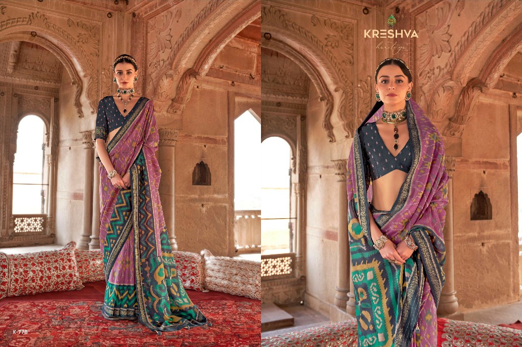 Kreshva Rang Vatika Wholesale Two Tone Fabrics Party Wear Sarees