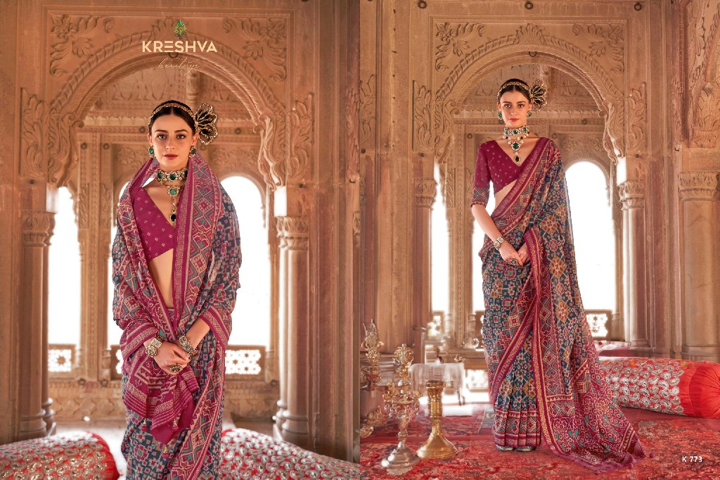 Kreshva Rang Vatika Wholesale Two Tone Fabrics Party Wear Sarees