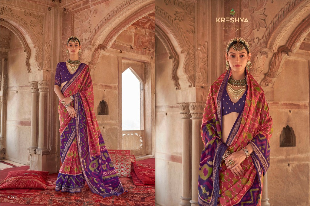 Kreshva Rang Vatika Wholesale Two Tone Fabrics Party Wear Sarees