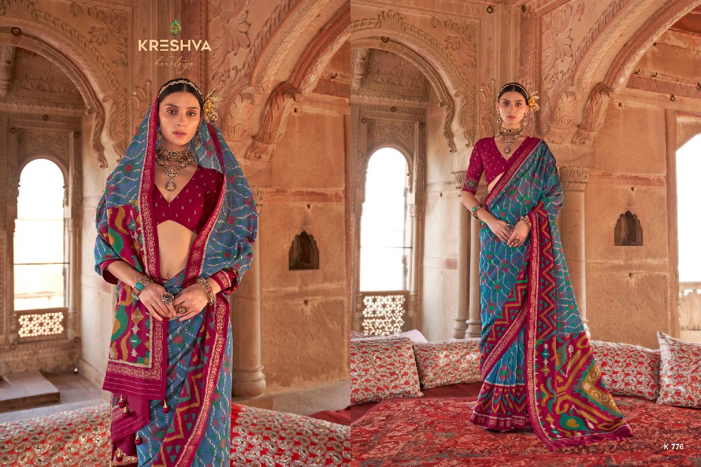 Kreshva Rang Vatika Wholesale Two Tone Fabrics Party Wear Sarees