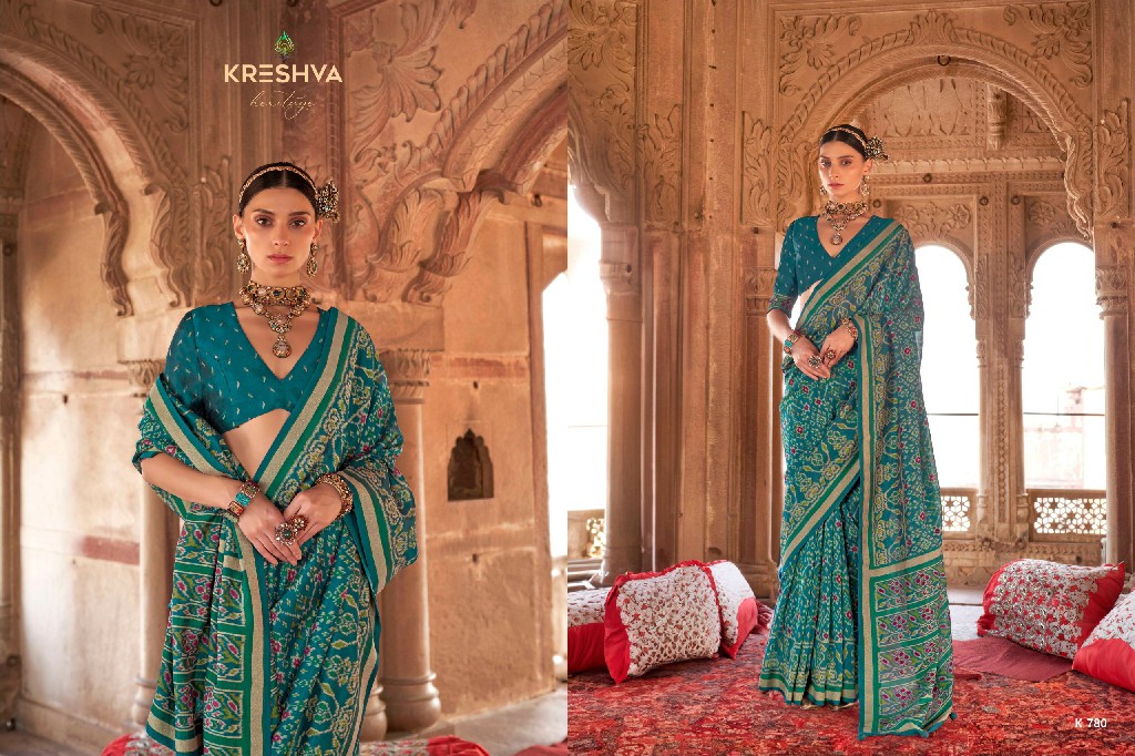 Kreshva Rang Vatika Wholesale Two Tone Fabrics Party Wear Sarees